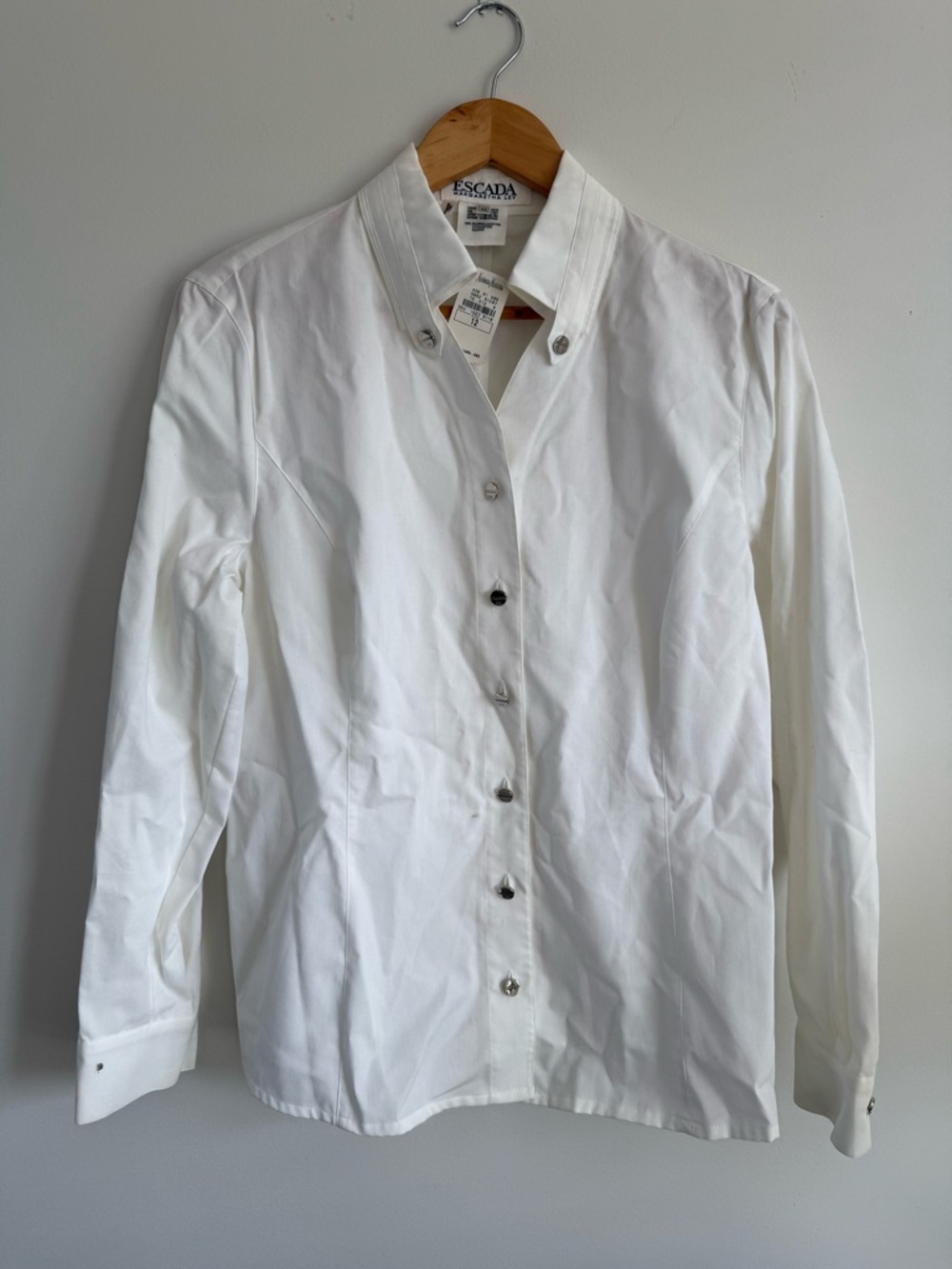 Escada Margaretha Ley White Cotton Button-Up Shirt - Deadstock w original tags!